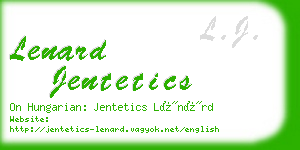 lenard jentetics business card